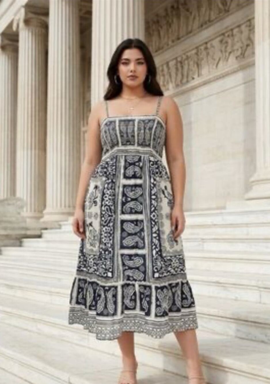 Tommy Hilfiger Blue and White Boho Sun Dress Size Small